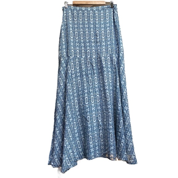 Feathers by Tolani Blue White Long Skirt size M Anthropologie - Picture 1 of 5